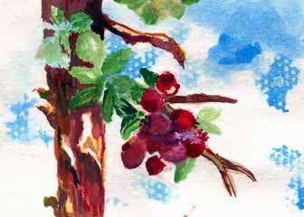 "Strawberry Tree #1" by Mary Lou Lindroth, Rockton IL - Watercolor